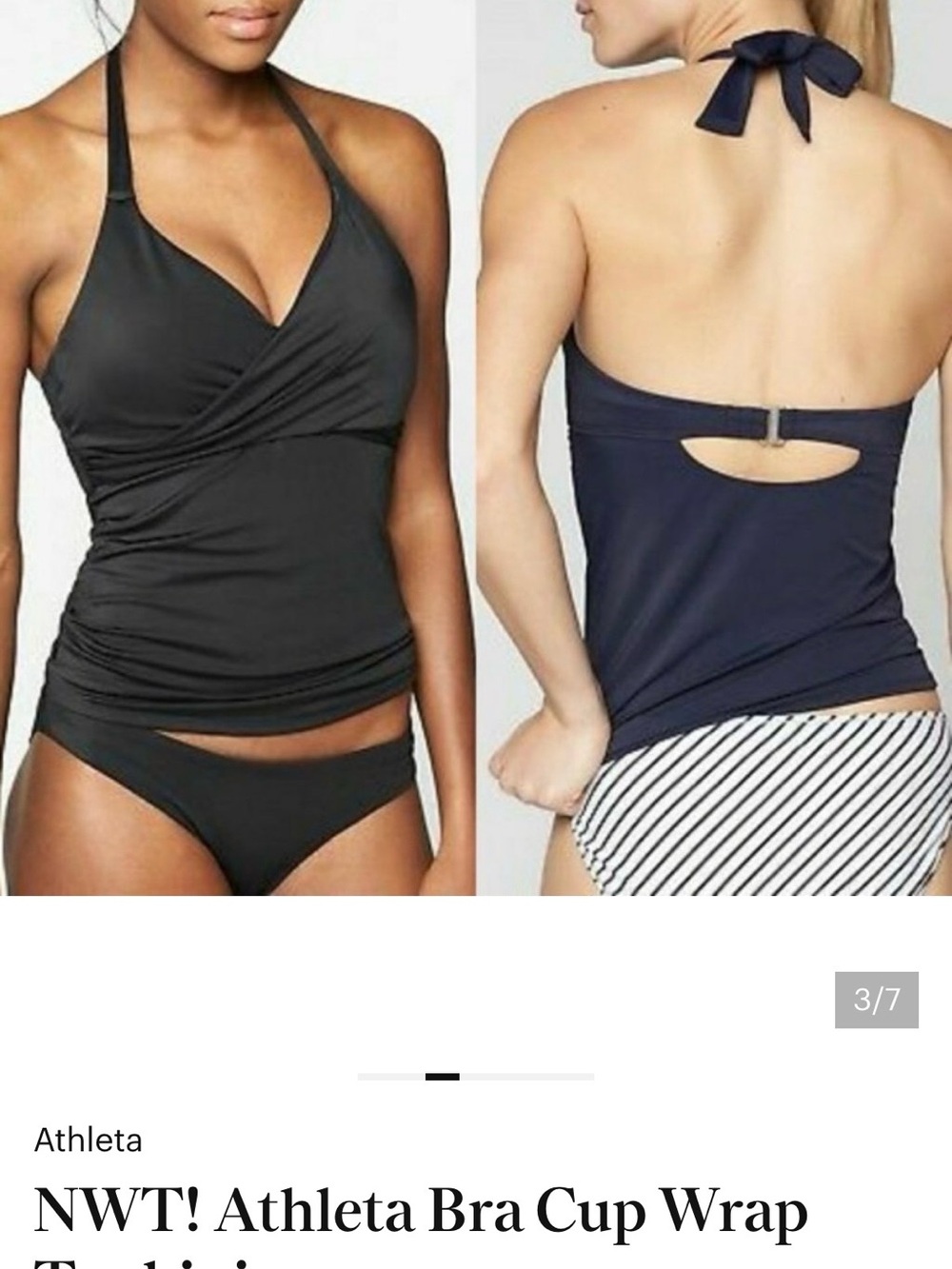 Athleta Black Halter Wrap Tankini Top